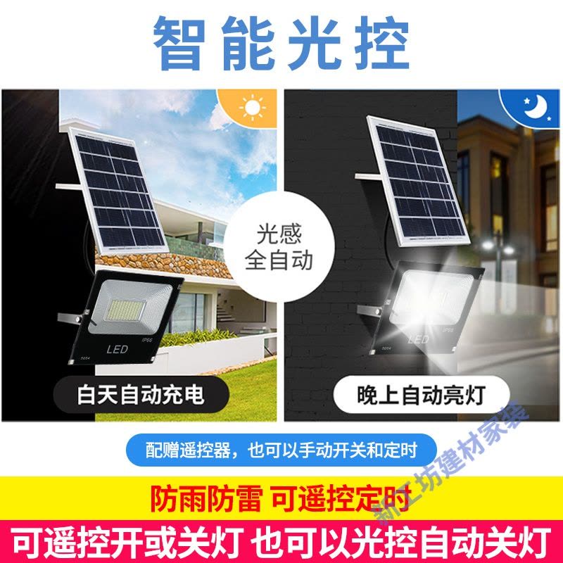 苏宁放心购 太阳能灯户外庭院灯新农村100w室内家用超亮投光灯乡村防水路灯图片