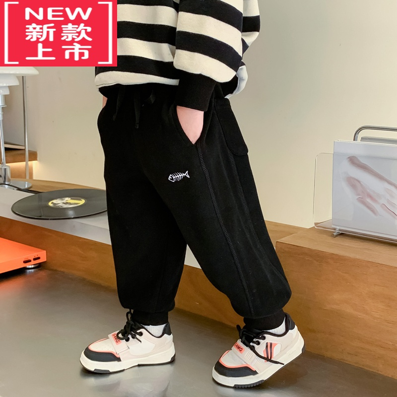 可莉允萌萌哒2022新款儿童加绒裤子男童加厚休闲裤冬季韩版宝宝保暖长裤保暖裤
