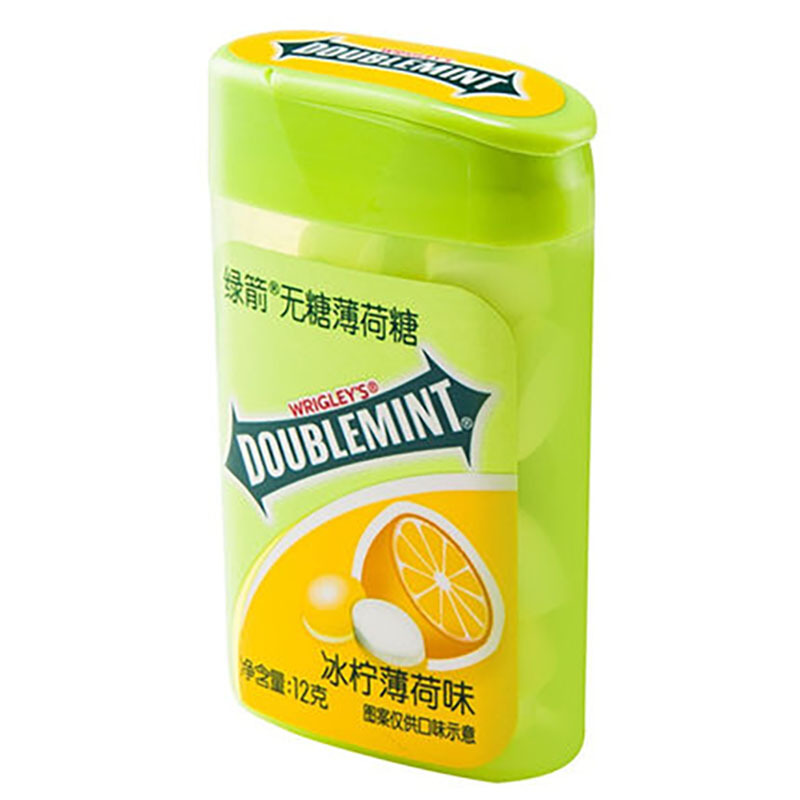 绿箭无糖薄荷味薄荷糖口香糖约20粒/瓶6瓶装清新口气接吻糖休闲零食糖果