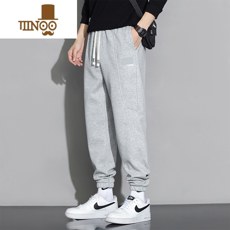 YANXU简约休闲卫裤男士宽松夏季潮流百搭束脚秋季运动工装裤子高清大图