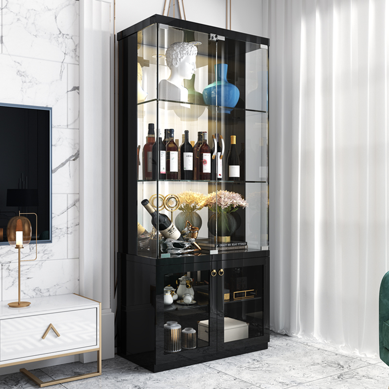 寻木匠现代简约钢化玻璃酒柜餐厅柜带氛围灯红酒柜靠墙客厅家用小酒