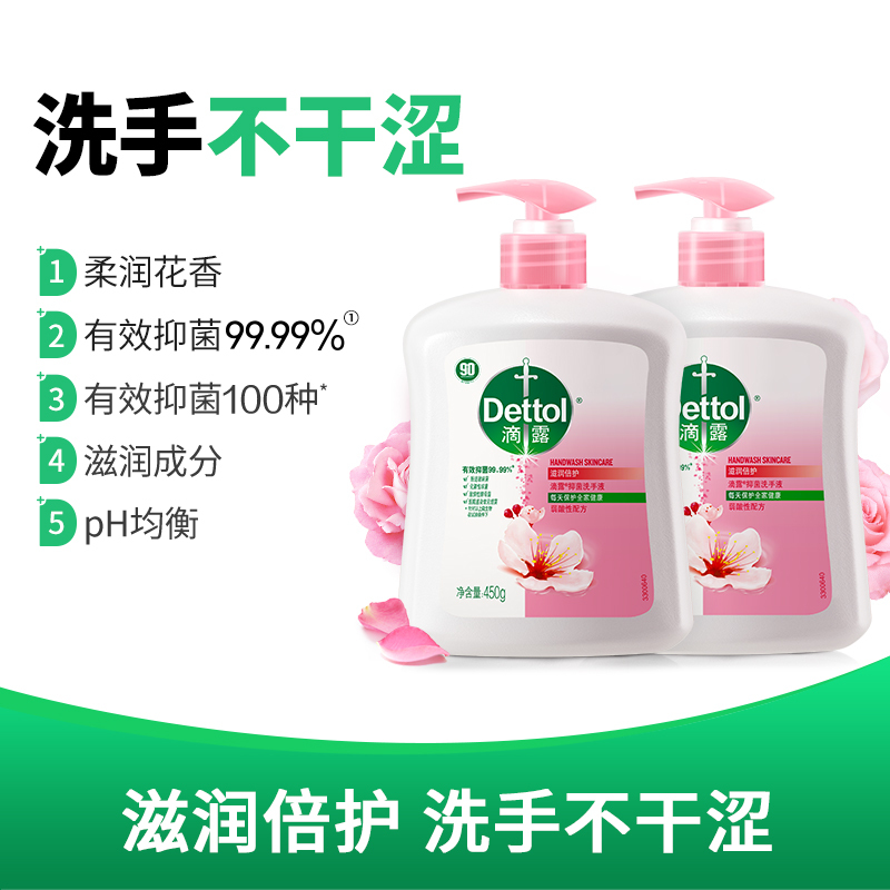 滴露健康抑菌洗手液滋润倍护450g*2
