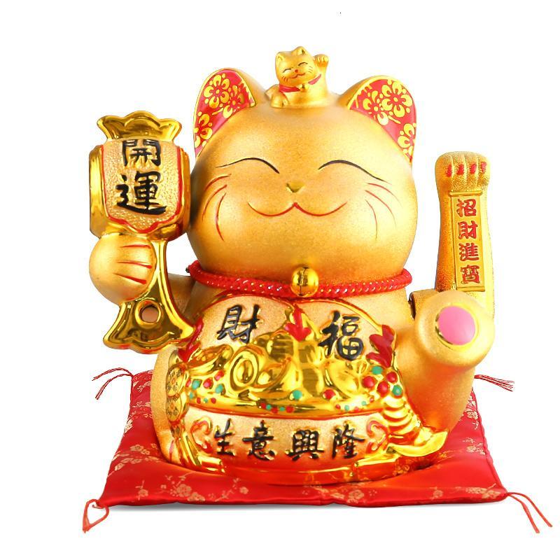 招财猫摆件开业店铺小号招手摆手会动招财进宝八方来财日式摇手金