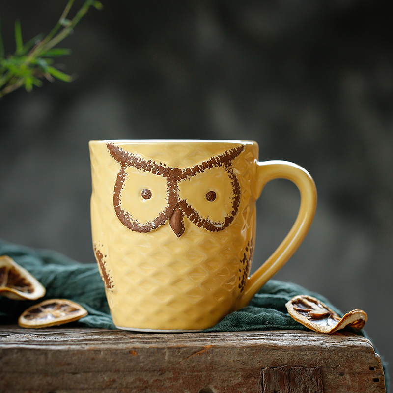 苏氏陶瓷 SUSHI CERAMICS 神秘猫头鹰简约陶瓷杯水杯牛奶杯马克杯咖啡杯办公杯（高温瓷-健康釉）高清大图