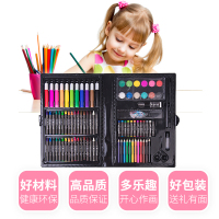 乐缔108件儿童画笔套装绘画工具盒 文具玩具画笔 可水洗水彩笔蜡笔美术铅笔
