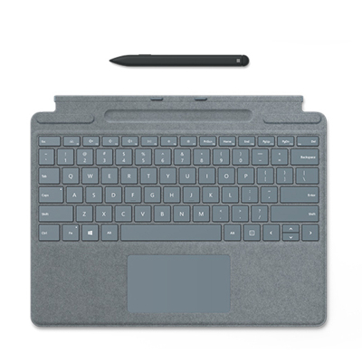微软Surface Pro X 平板电脑二合一键盘盖 冰晶蓝+Slim Pen 超薄触控手写笔 适用Pro 8和Pro