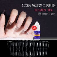 甲片超薄无痕透明假指甲贴片免打磨美甲店专用可拆卸穿戴甲夏天 透明杏仁甲[118片/包] 送3g胶