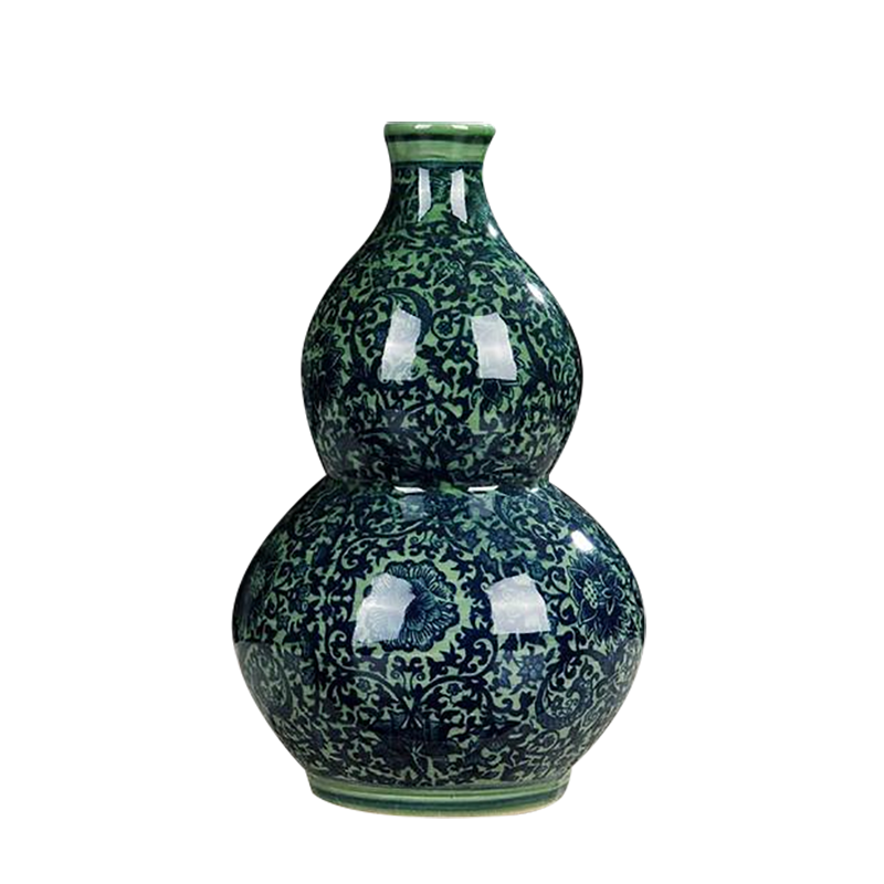 景德镇陶瓷仿古窑变迷你小花插花瓶家居客厅装饰品博古架花瓶 青花天球瓶