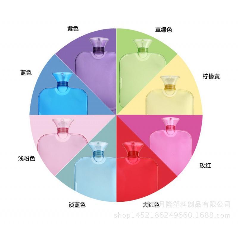 促销大号2000ml高密度PVC冲注水热水袋防爆加厚透明暖水袋暖手宝