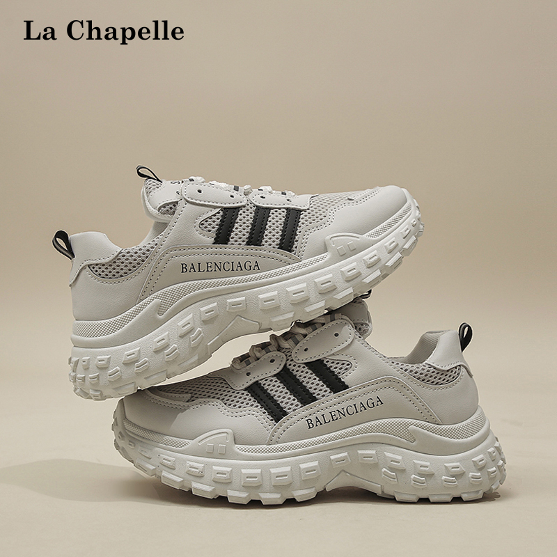 拉夏贝尔新款网面透气老爹鞋经典百搭款女休闲鞋视频