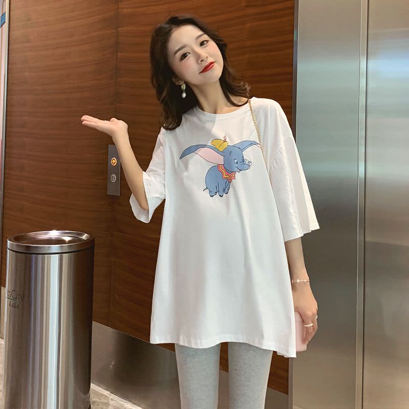 迪鲁奥(DILUAO) 孕妇装夏季新款小飞象宽松时尚短袖T恤上衣大码孕妇套装两件套图片