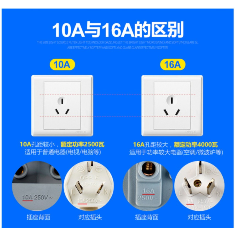 欧普明装三孔插座 16A