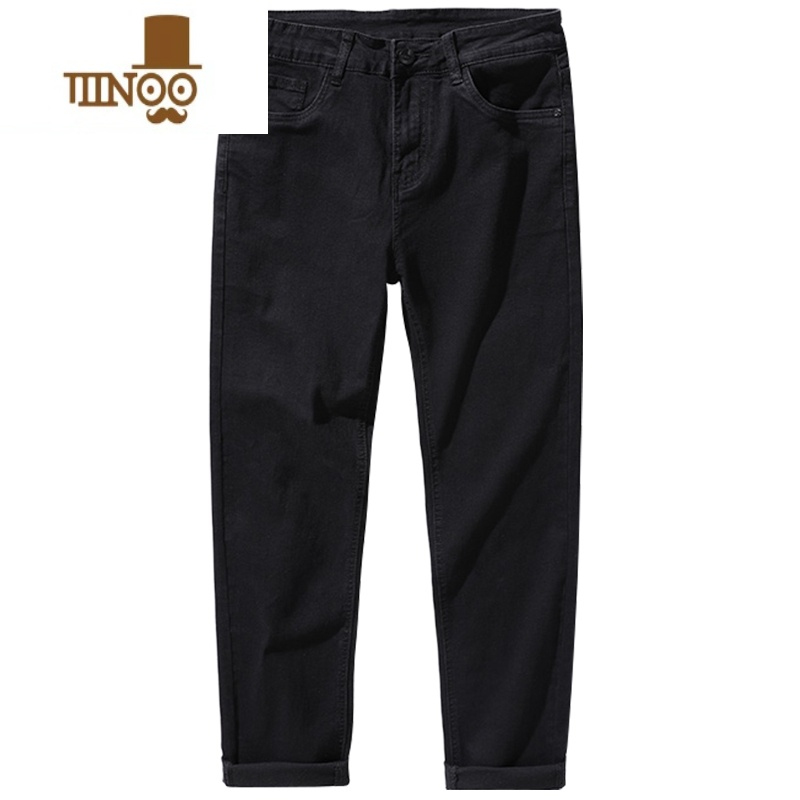 YANXU牛仔裤男士夏季薄款直筒宽松2023新款秋季潮牌弹力黑色休闲长裤子高清大图
