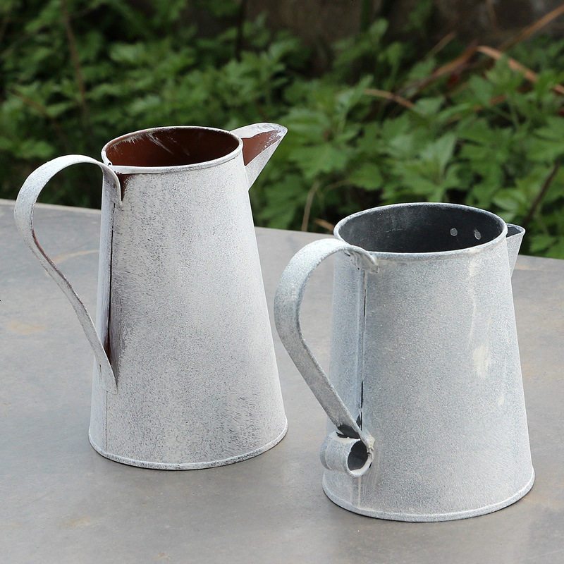 复古做旧金属工艺品 铁皮花器 铁艺洒水壶 家居装饰摆件