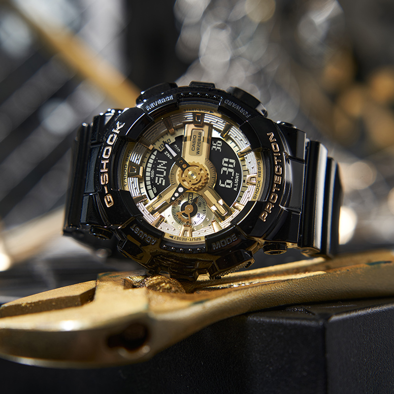 卡西欧手表 g-shock "黄金时代"黑金系列 防水防震运动表款gma-s110gb