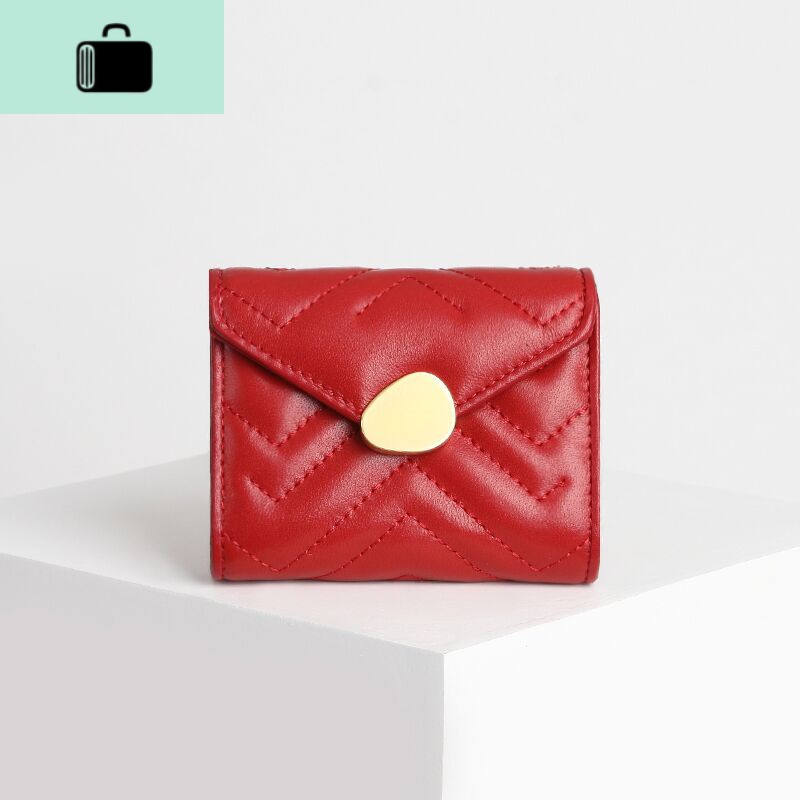 真皮驾驶证卡包羊皮钱包女式超薄小巧一体卡片套大容量夹卡盒NEWLAKE 红色