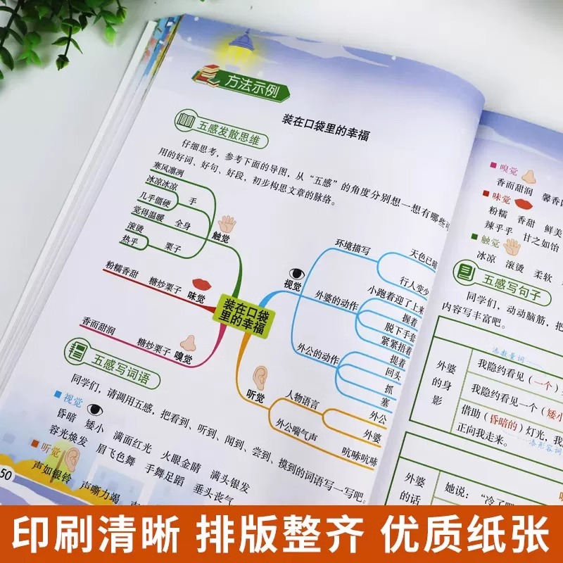 五感法写作文+同步作文(全2册) 五年级上 [正版]五感法写作文三到六年级同步作文全套小学语文一年级二年级看图写话四五上高清大图