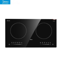 美的(Midea)电磁炉 WIH3301 嵌入式电磁灶大功率双灶家用厨房智能炒菜一体锅台式双头电灶 曜石黑