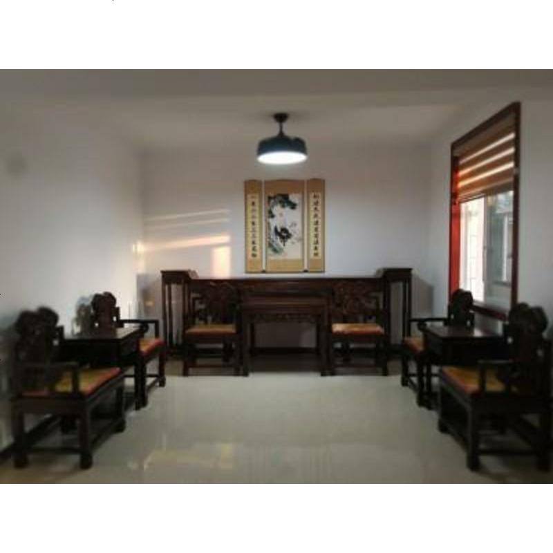 农村中堂六件套实木仿古中式四件套榆木太师椅八仙桌佛龛财神供桌