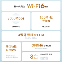 普联(TP-LINK)TL-XDR3010易展版WiFi6千兆无线路由器易展Mesh 3000M无线速率5G双频游戏路由 内配千兆网线