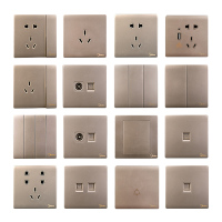 美的（Midea）86型开关插座面板 E06S香槟金系列 阻燃PC材质 其他带开关插座套餐