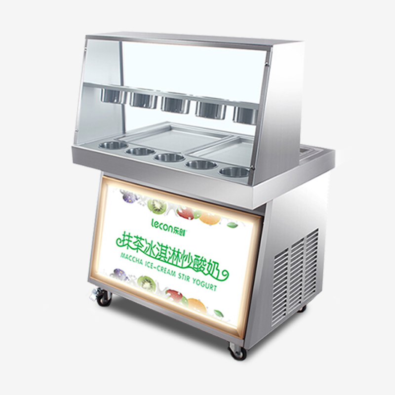 乐创(lecon) 炒冰机商用大功率手动炒酸奶机快速炒冰淇淋双锅双压(升级款)