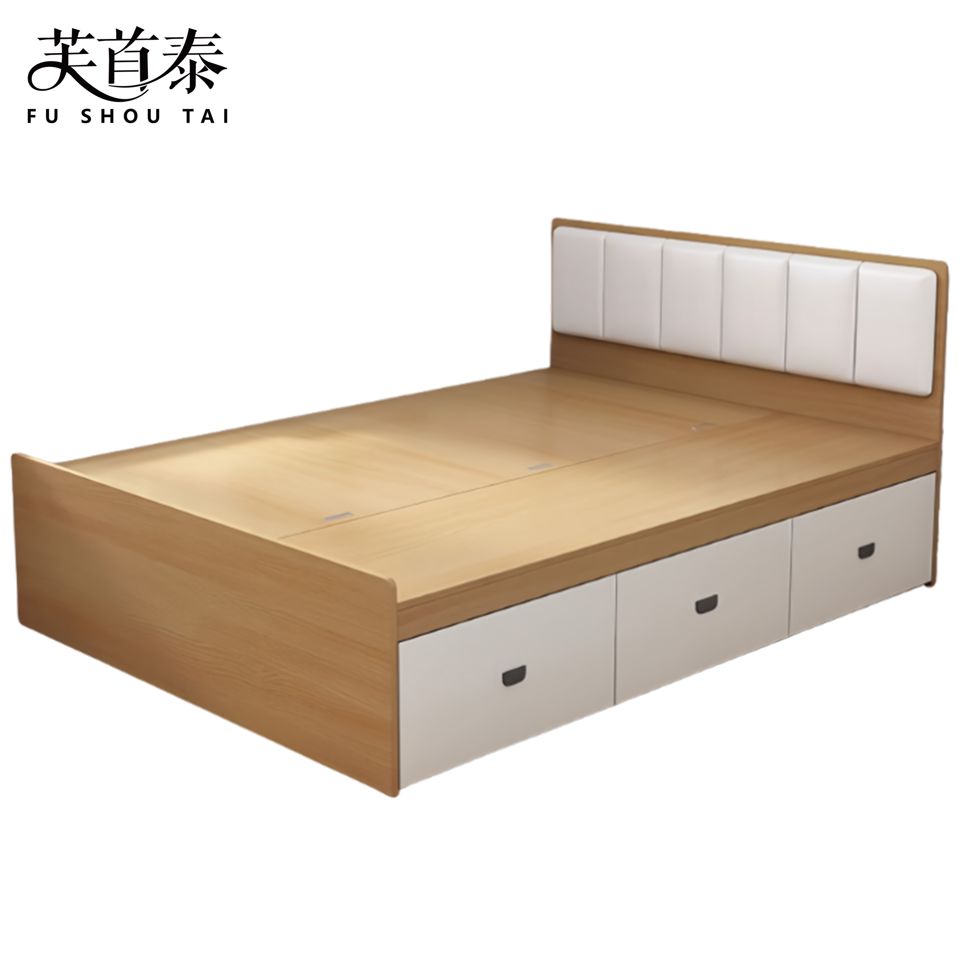 芙首泰木质床三抽2000*1000*900mm张高清大图