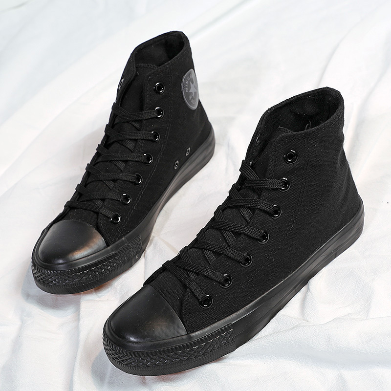 苏芈2021新款全黑色帆布鞋男低帮潮流百搭运动板鞋韩版休闲平底工作鞋