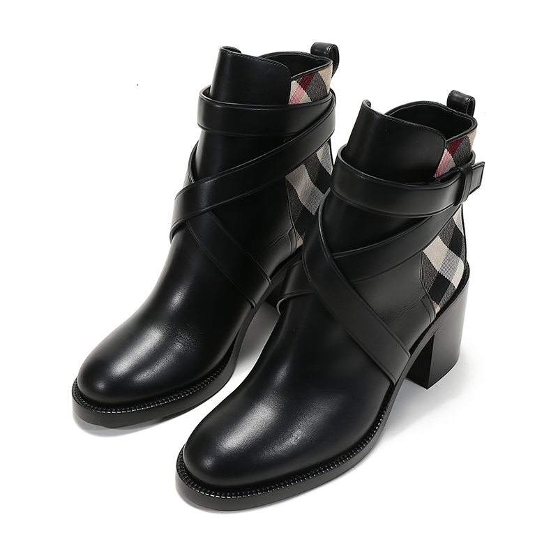 博柏利burberry女款皮革织物短靴靴子80238681