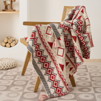 午睡办公室披肩毛毯沙发毯北欧风新中式针织毯盖毯单人斗篷小毯子 70X100cm 图灵-红色