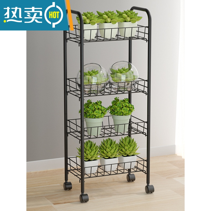 XIANCAI厨房置物架落地移动小推车卧室储物收纳器多层收纳书架零食宿舍高清大图