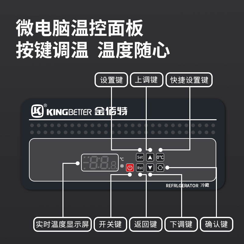 金佰特 KING BETTER 商用展示柜冷藏立式两门冰柜 水果蔬菜饮料保鲜酒店不锈钢陈列柜