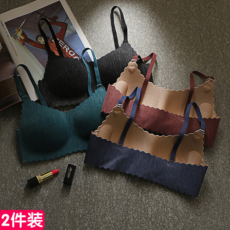 夏季背薄款文胸无钢圈副下垂拢胸上托内衣红均