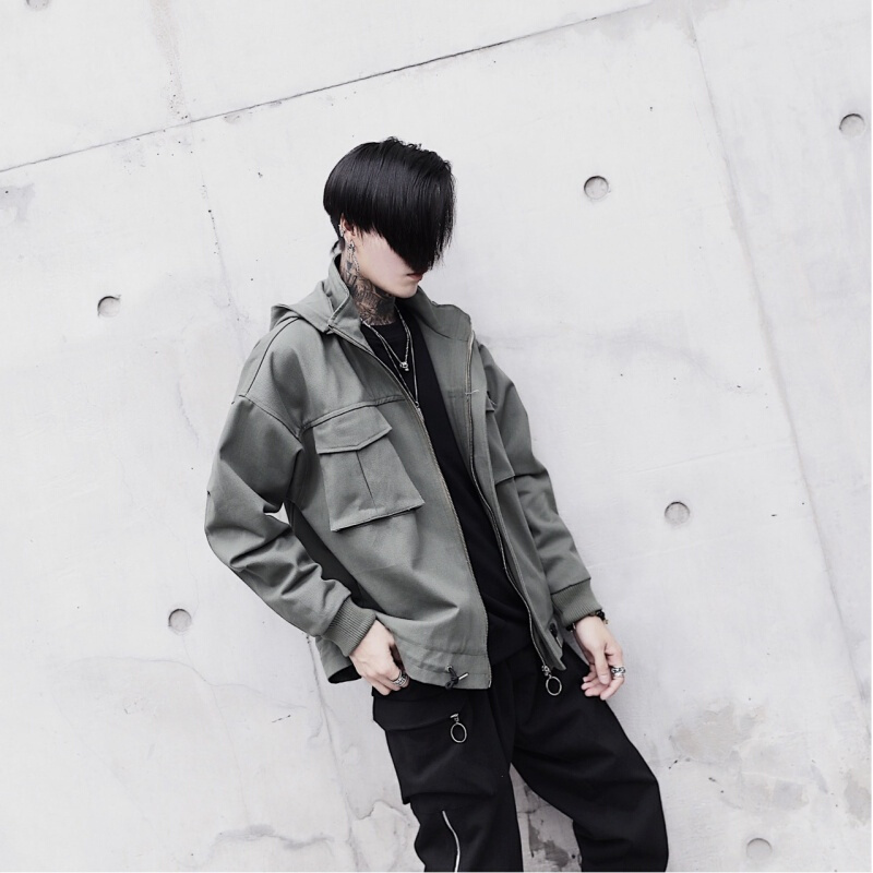 春秋男装新款夹克外套韩版学生潮棒球服日系休闲连帽时尚夹克衫