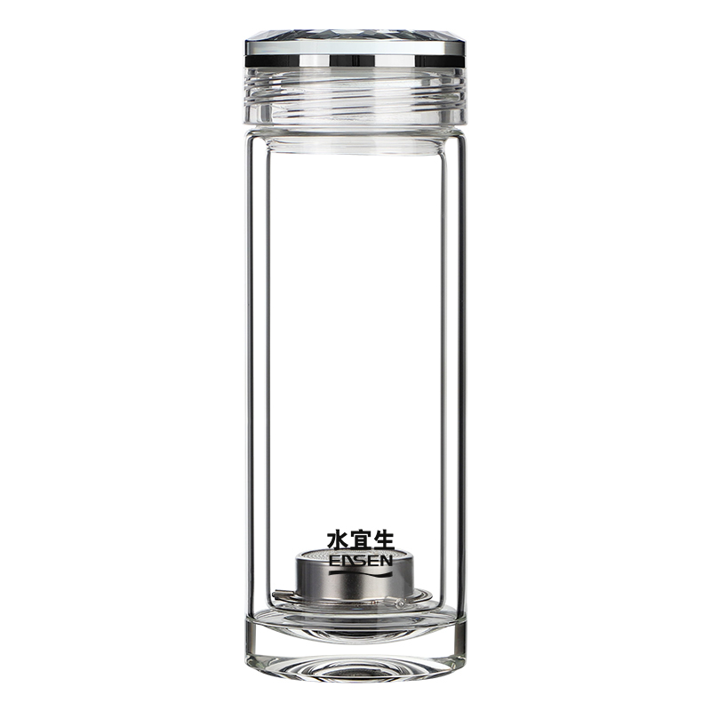 水宜生 380ml双层防烫杯体 弱碱性车载 男士高档商务玻璃杯 女士便携泡茶杯 G906高清大图