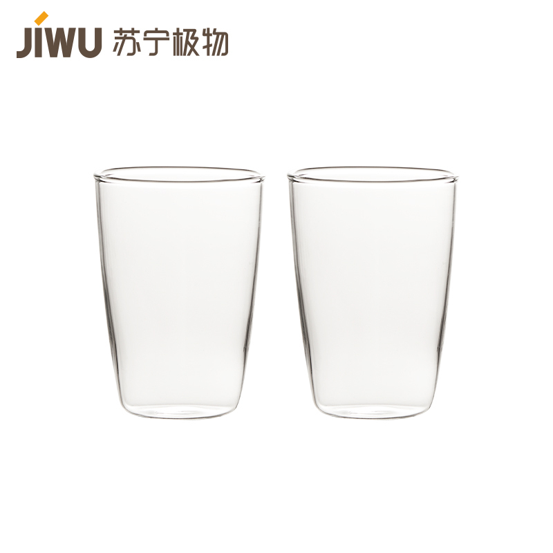 苏宁极物 高硼硅玻璃水杯2只装高档杯子加厚耐热玻璃杯泡茶早餐牛奶果汁绿茶杯喝水家用套装