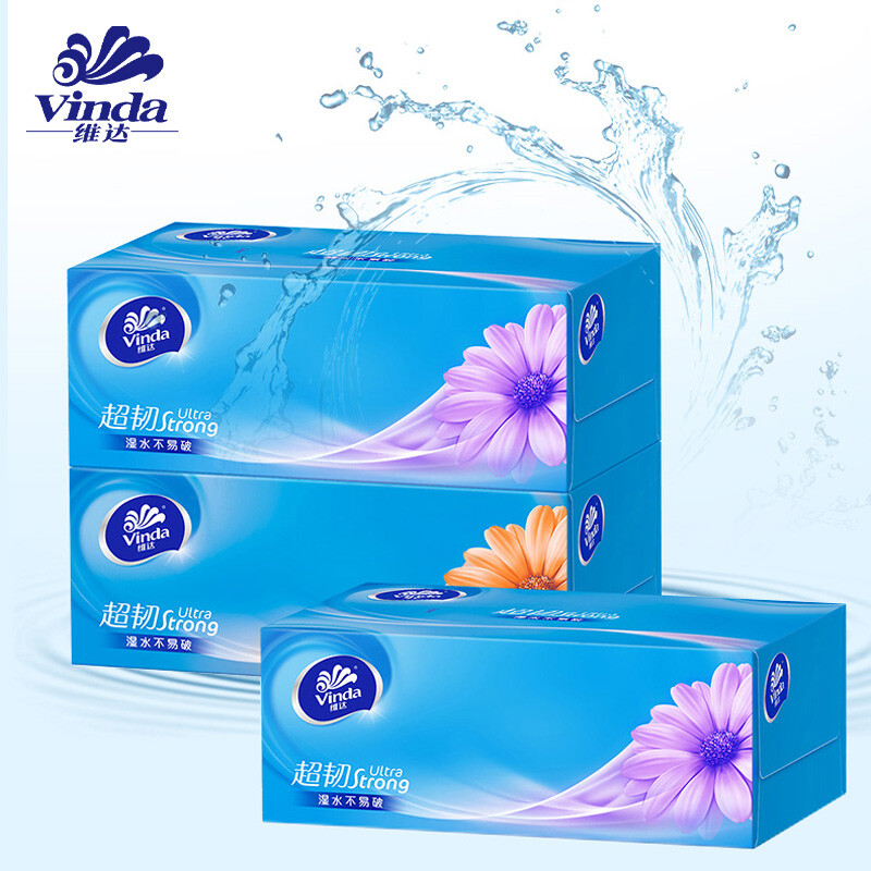 维达Vinda抽纸180抽特大包装强力吸水原木纯品柔软亲肤不掉絮环保设计高清大图