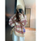 秋冬小众设计高级感宽松慵懒风粉色条纹奶呼呼毛衣女莎丞