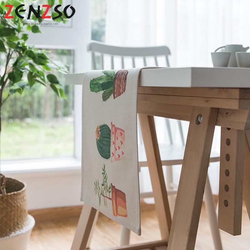 家柏饰(CORATED)北欧S风棉麻布艺茶几电视柜长条客厅餐厅餐桌布盖巾桌旗 仙人掌桌旗 定制每米价格高清大图