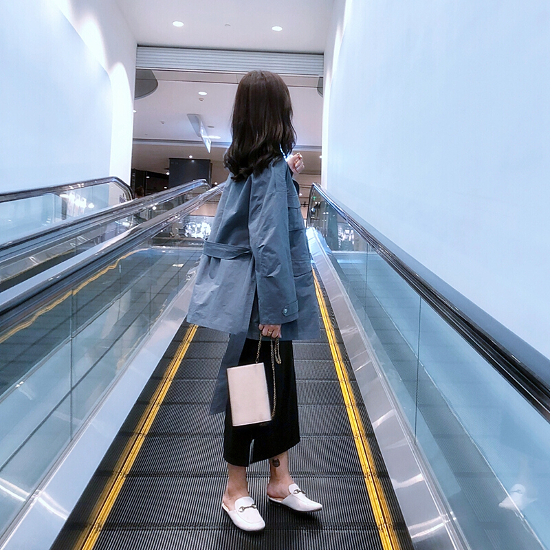 2018秋装小个子lulu风衣女收腰气质港味复古chic宽松工装外套
