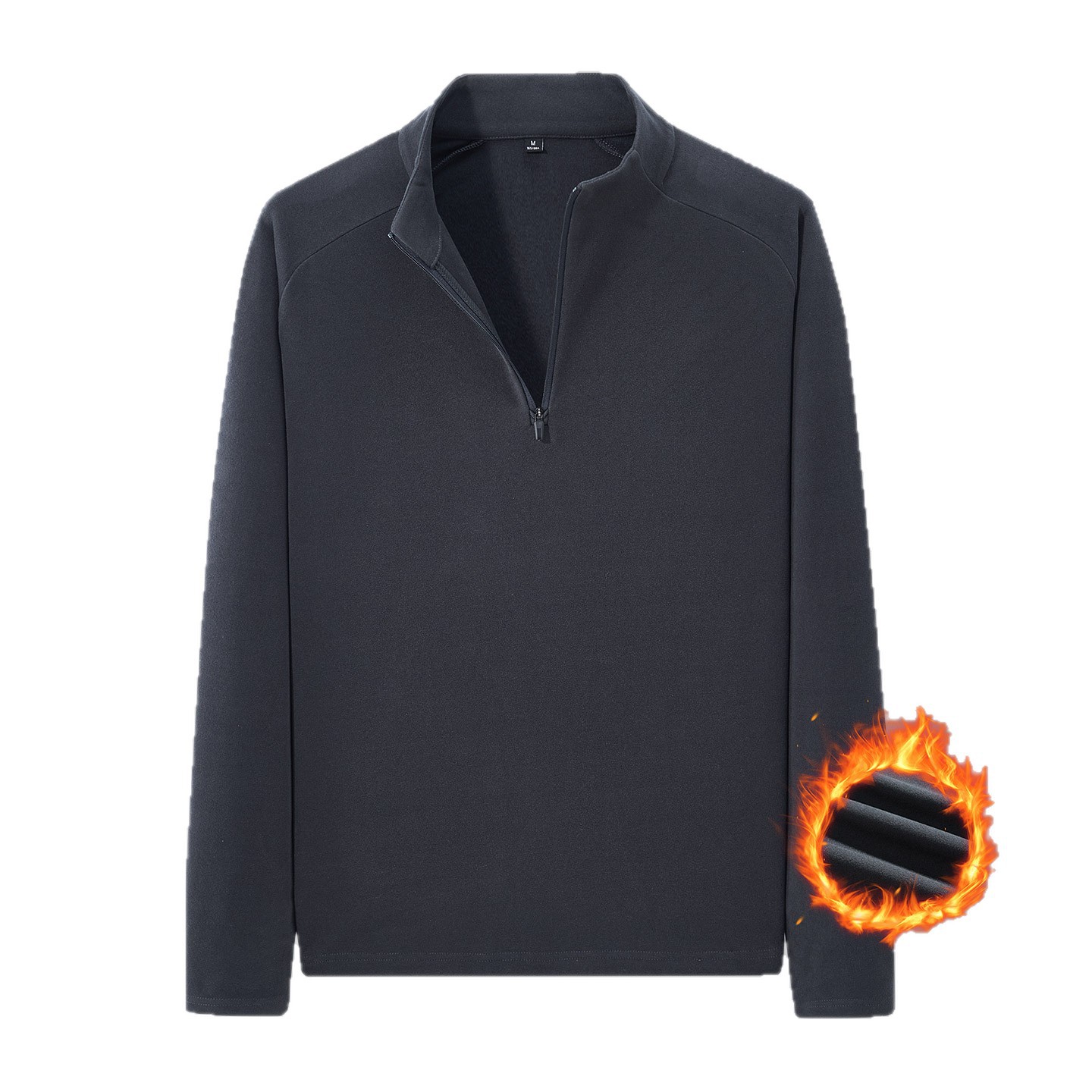 啄木鸟立领双面德绒卫衣男秋冬半拉链加绒加厚大码潮流打底衫上衣高清大图