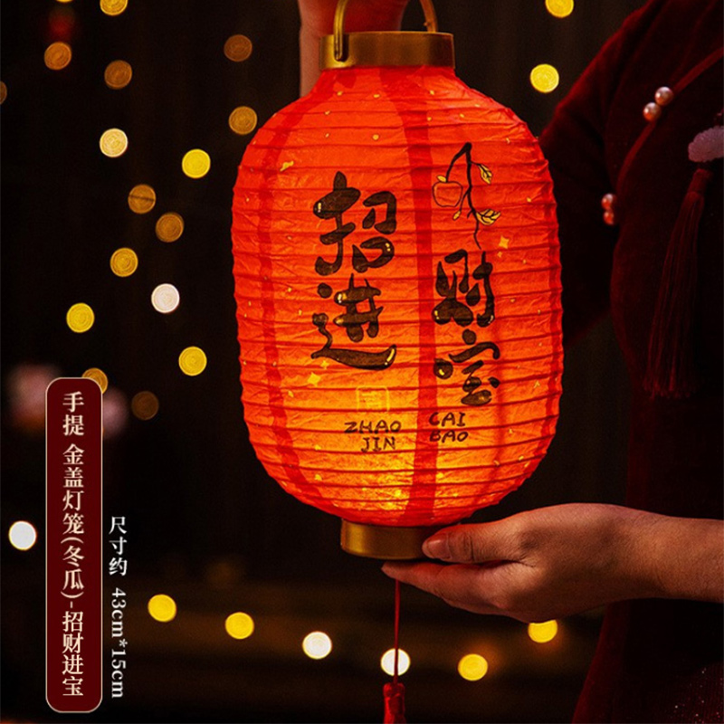 2026马年新年灯笼手工材料儿童手提发光花灯卡通过年元宵灯笼3750 【招财进宝】手提灯笼