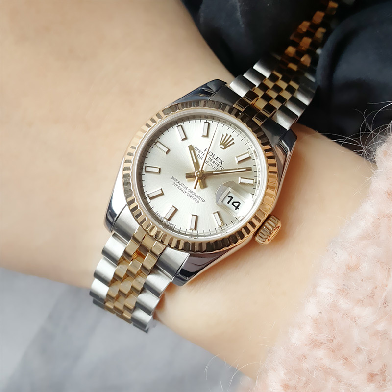 正品劳力士rolex女装日志自动机械26mm女表约16cm全套日期95新