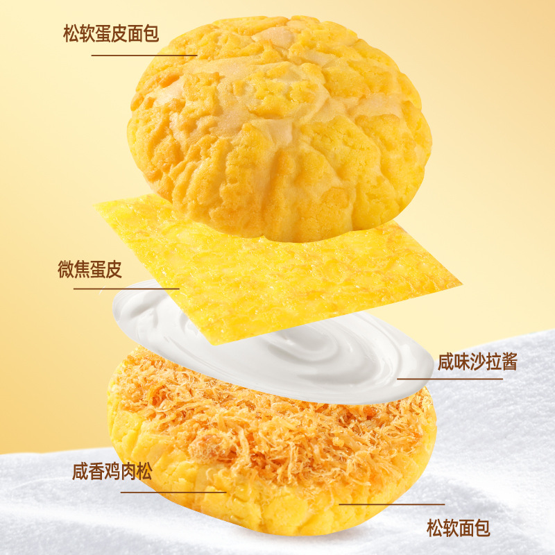 蛋皮肉松汉堡面包285g 蛋糕学生早餐代餐健身饱腹零食糕点小零食小吃休闲食品高清大图
