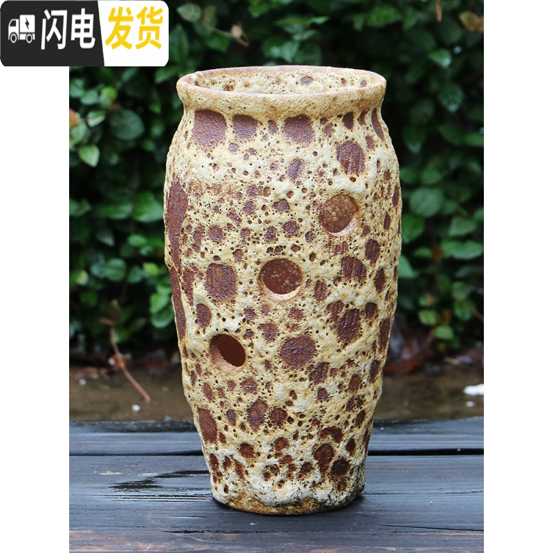 三维工匠法师老桩盆多肉花盆高筒陶瓷大号粗陶透气特大陶罐花盆 G8-447 23-25CM花盆容器高清大图