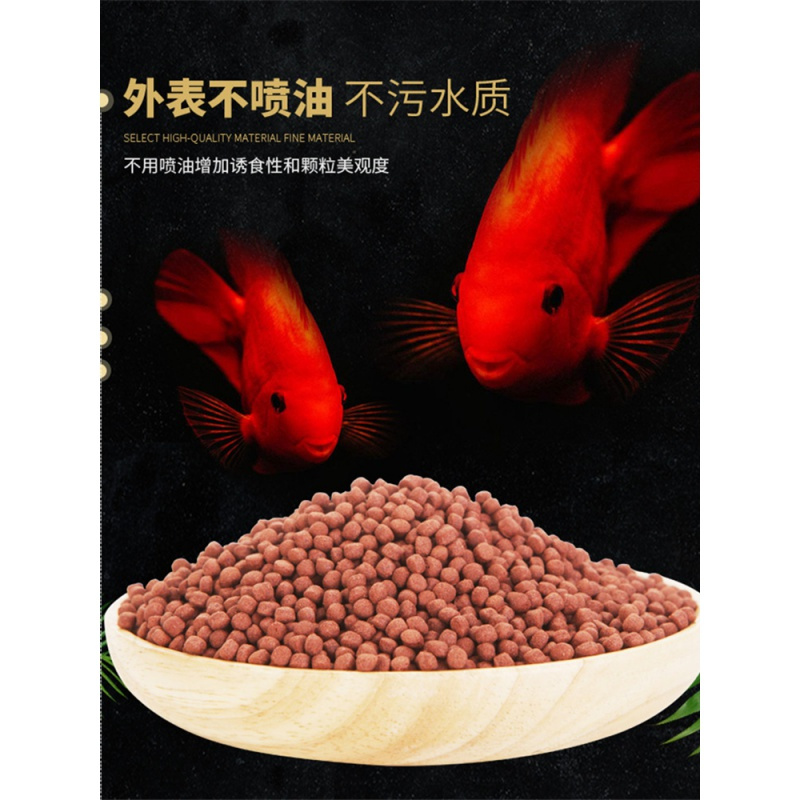 血鹦鹉鱼食增红鱼饲料热带鱼发财鱼增色鱼粮金鱼饲料红鹦鹉罗汉鱼高清大图