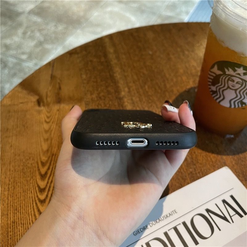 高档皮纹气质大牌iPhone12Promax苹果11手机壳xr欧美奢侈8plus软 D字母标[黑色] iPhone12m