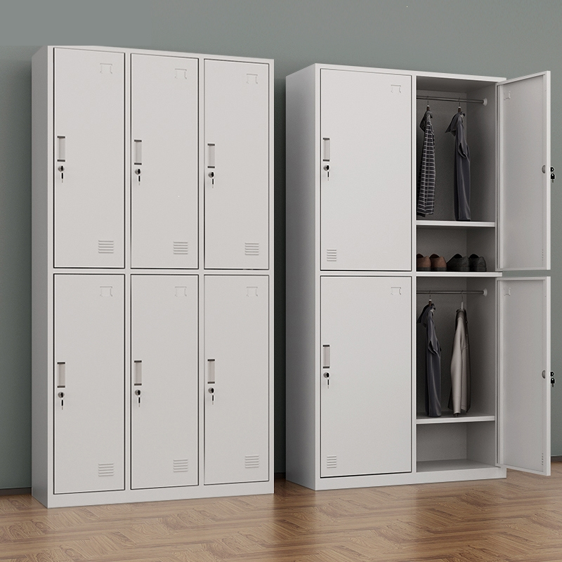 更衣柜员工闪电客储物柜4门6门铁皮衣柜带锁鞋柜钢制健身房浴室存衣柜