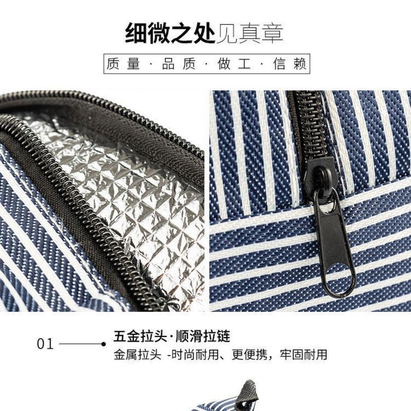 小号_随机发个坏的 蓝色条纹 保温包加厚牛津防水大容量铝膜保温保冷收纳上班族学生饭盒便当袋