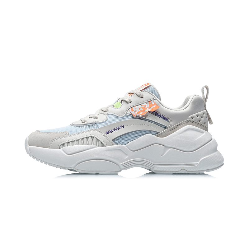 李宁休闲鞋新款女鞋经典时尚复古厚底老爹鞋低帮运动鞋agcr086